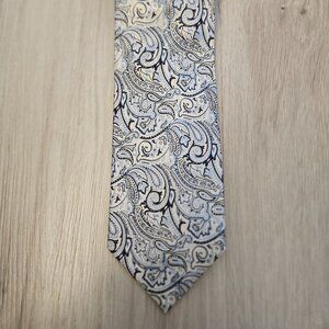 Campia Moda Blue Paisley Print Silk Tie